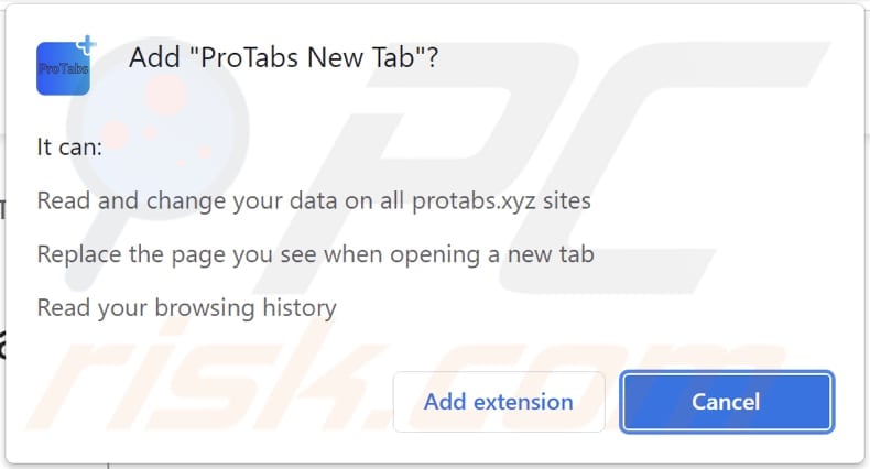 protabs new tab browser hijacker browser notification