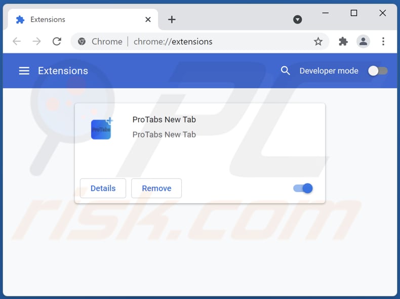 Removing protabs.xyz related Google Chrome extensions