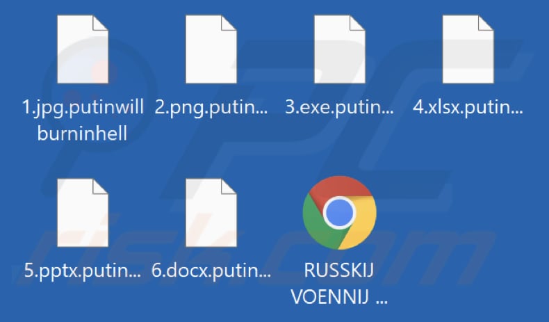 Files encrypted by Putinwillburninhell ransomware ( extension)