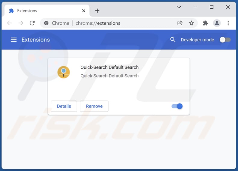Removing quick-search.xyz related Google Chrome extensions