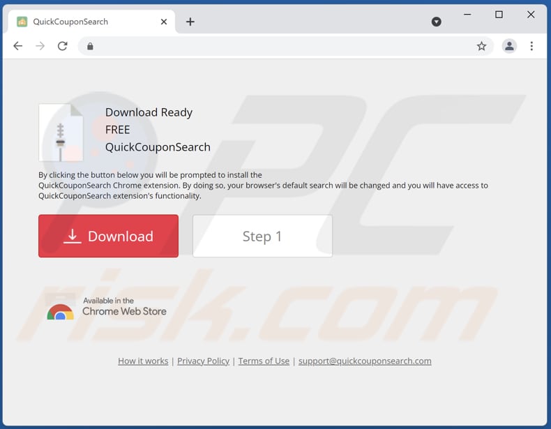 Website used to promote QuickCouponSearch browser hijacker