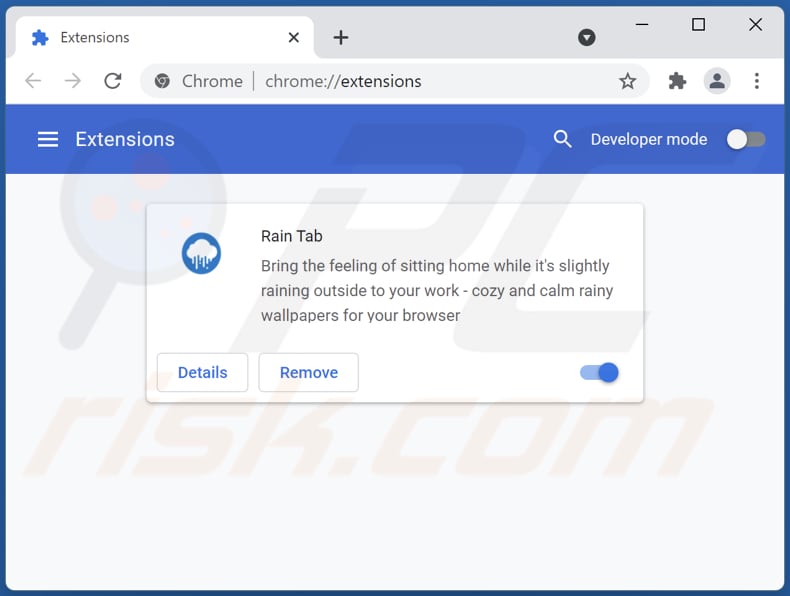 Removing raintab.com related Google Chrome extensions