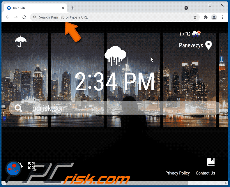 rain tab browser hijacker raintab.com redirects to google
