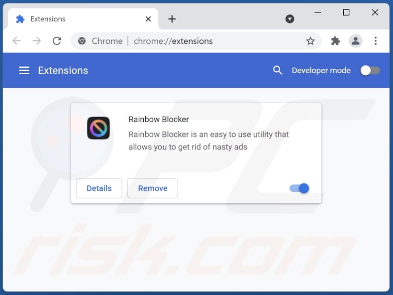 Removing Rainbow Blocker ads from Google Chrome step 2
