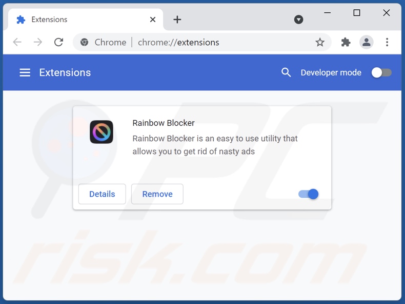 Removing Rainbow Blocker ads from Google Chrome step 2