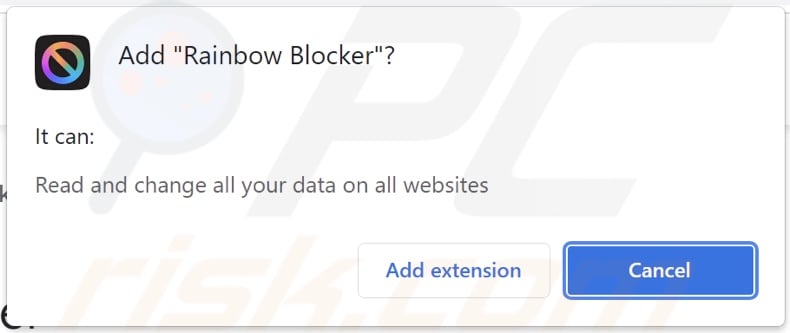 Rainbow Blocker adware asking for permissions