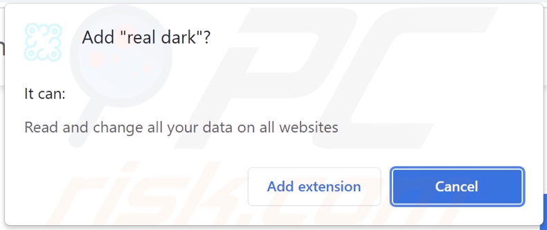 Real Dark adware asking for permissions