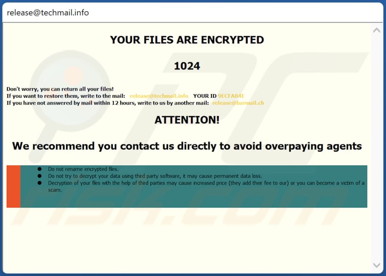 rel ransomware ransom note in pop-up window