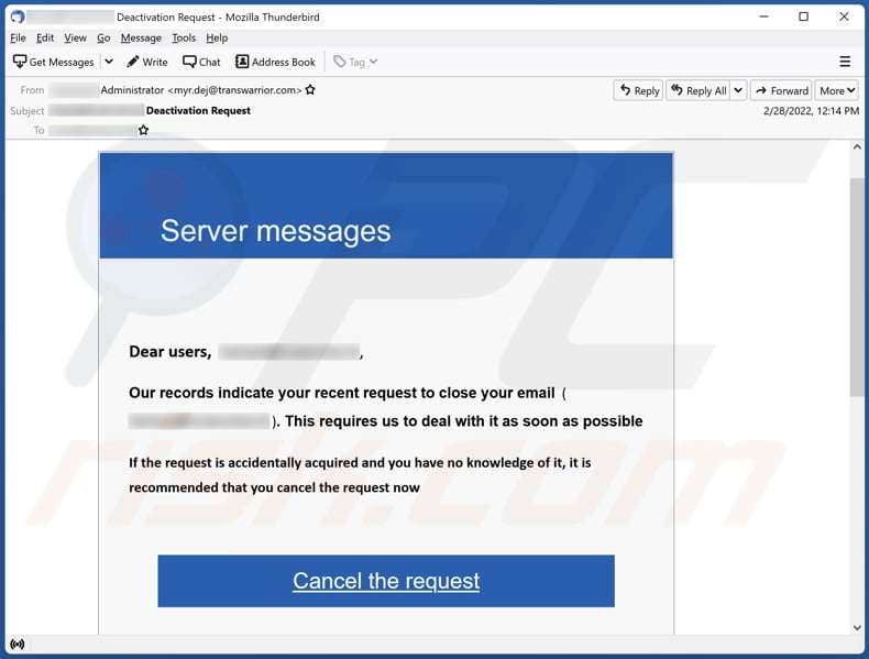 Request to close your email scam