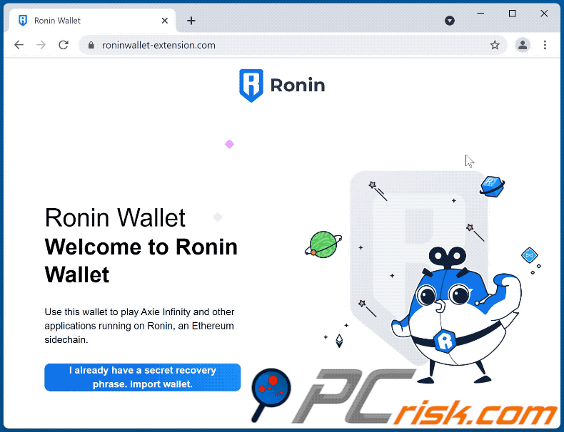 Appearance of Ronin Wallet scam (GIF)