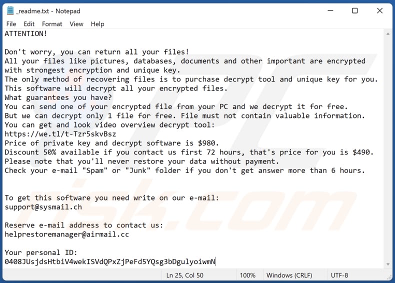 Sdjm ransomware text file (_readme.txt)