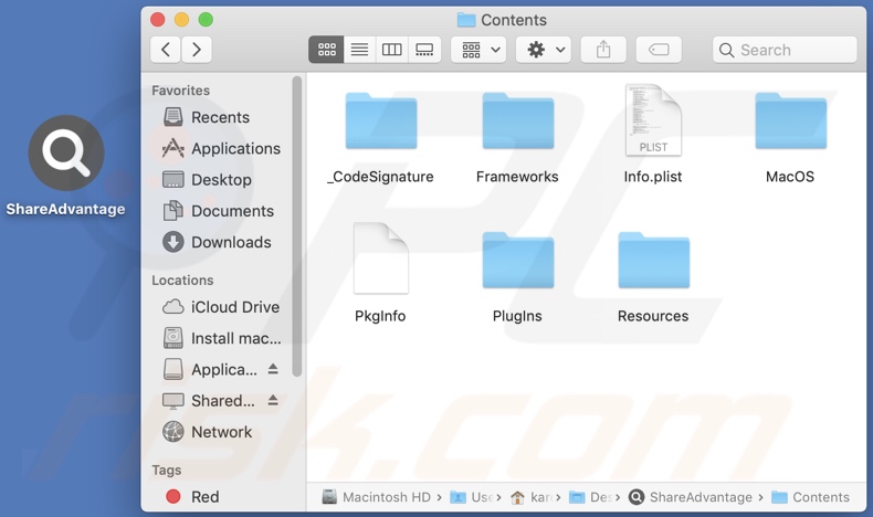 ShareAdvantage adware install folder