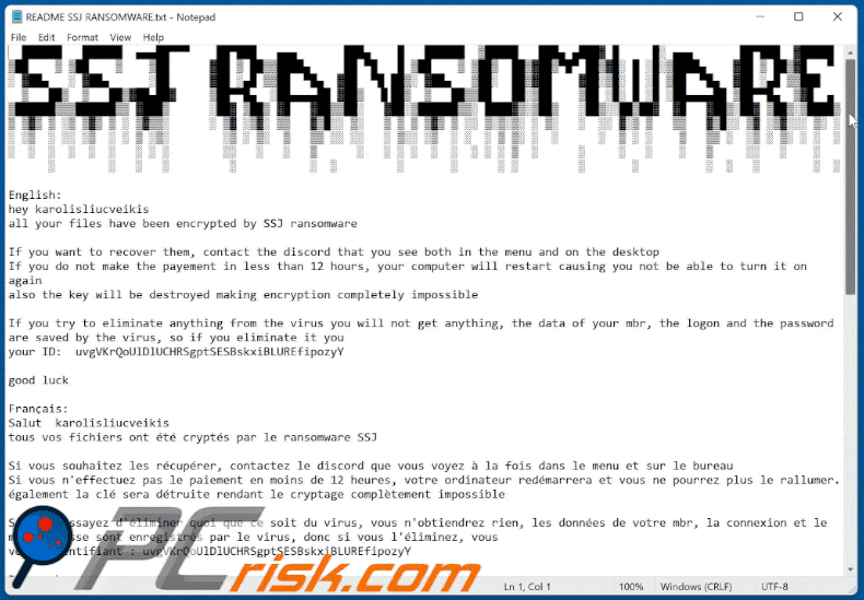 SSJ ransomware ransom note README SSJ RANSOMWARE gif