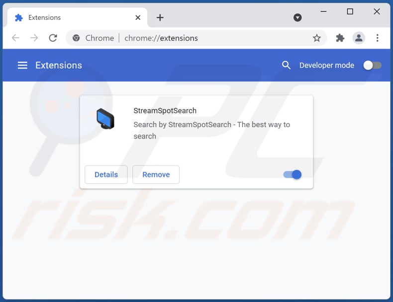 Removing streamspotsearch.com related Google Chrome extensions