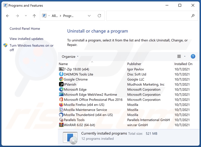 streamultrasearch.com browser hijacker uninstall via Control Panel