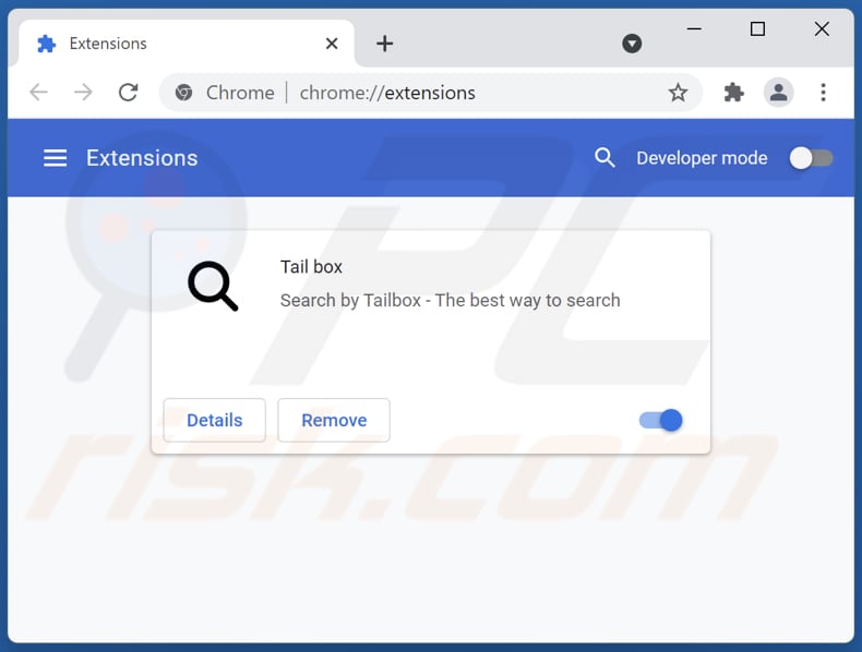 Removing tailsearch.com related Google Chrome extensions