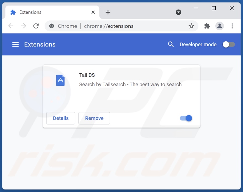 Removing tailsearch.com related Google Chrome extensions