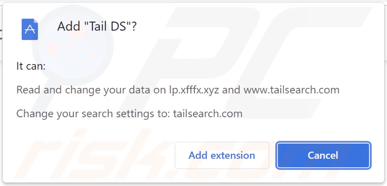 Tail DS browser hijacker asking for permissions
