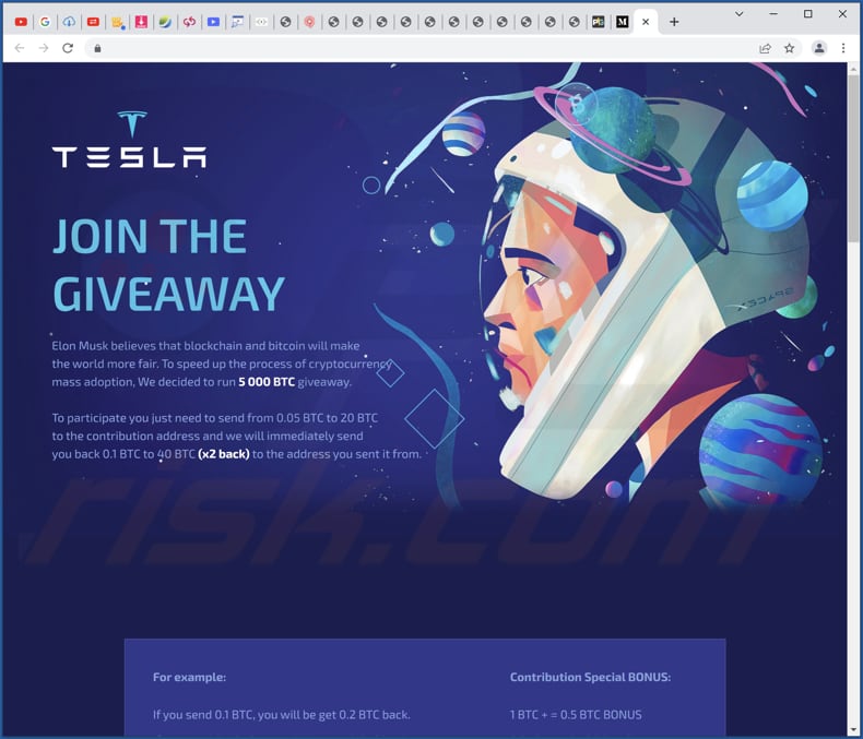 tesla giveaway scam 5k btc fake giveaway