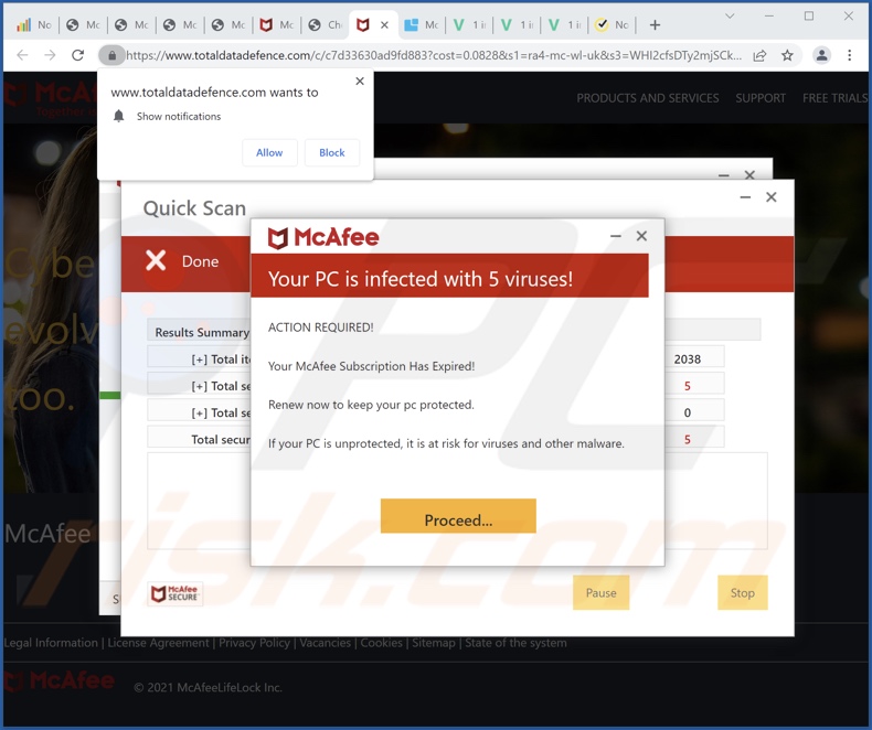 totaldatadefence[.]com pop-up redirects