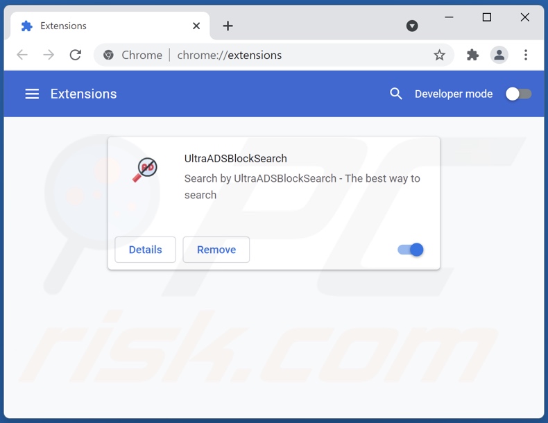 Removing ultraadsblocksearch.com related Google Chrome extensions