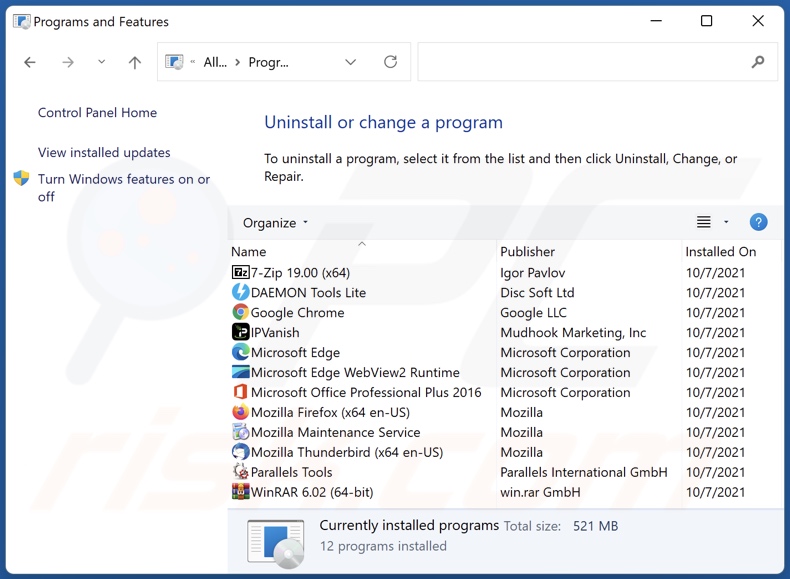 ultraadsblocksearch.com browser hijacker uninstall via Control Panel