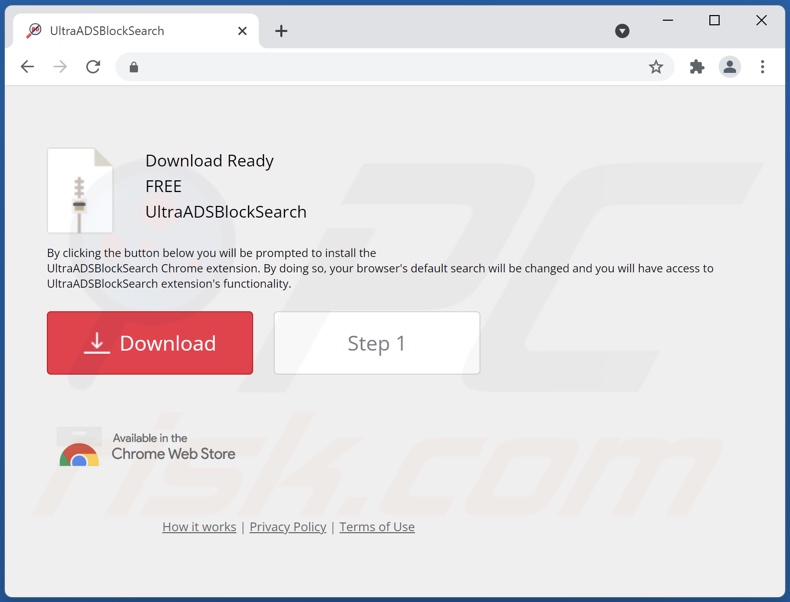 Website used to promote UltraADSBlockSearch browser hijacker