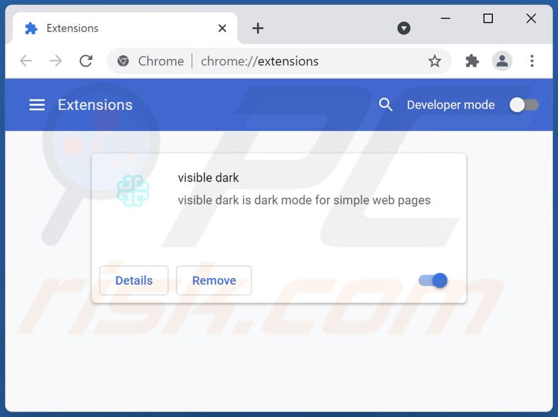 Removing visible dark adware from Google Chrome step 2