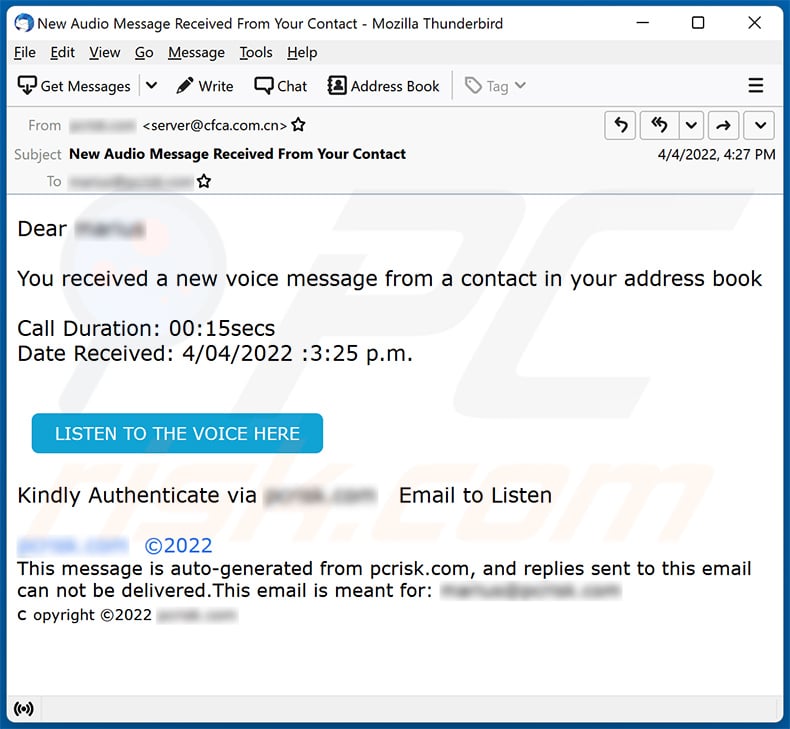 You received a new voice message email scam