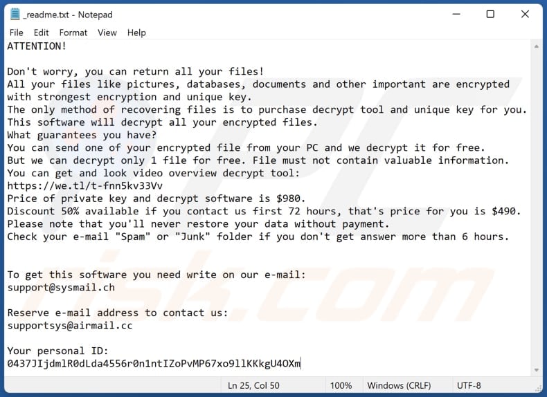 Voom ransomware text file (_readme.txt)