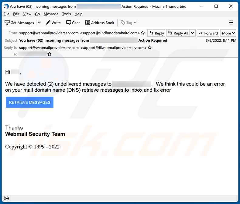 Webmail-themed spam email (2022-03-10)