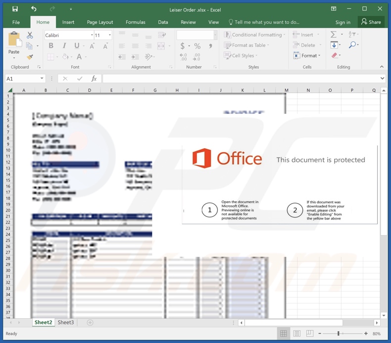 Malicious document using Win/Exploit.CVE-2017-11882 exploit