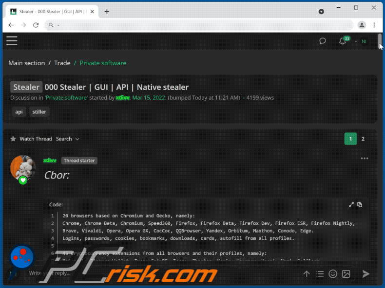 000 Stealer malware promoted online (GIF)