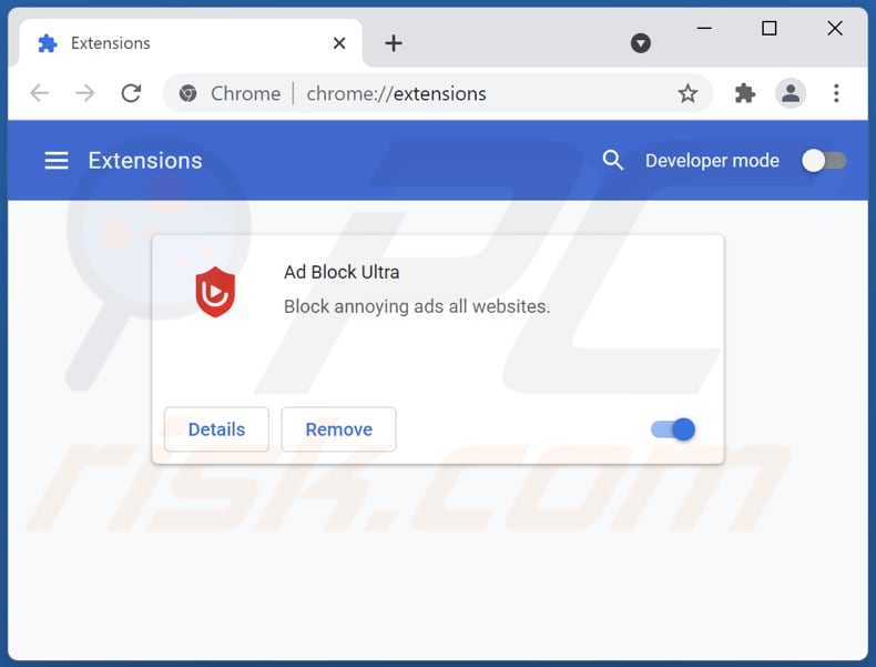 Removing Ad Block Ultra adware from Google Chrome step 2