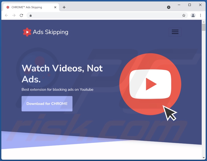 Website promoting Ads Skipping adware