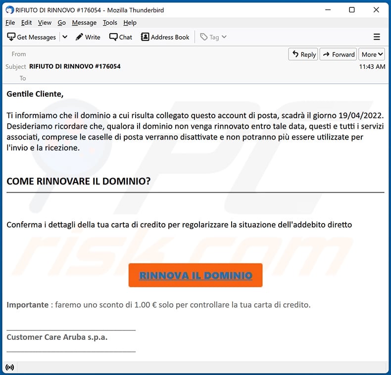 Aruba.it-themed spam email (2022-04-20)