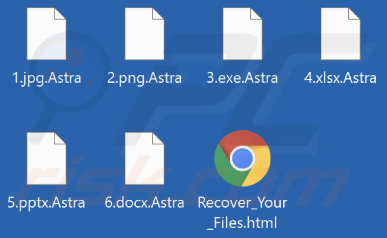 Files encrypted by AstraLocker 2.0 ransomware (.Astra extension)