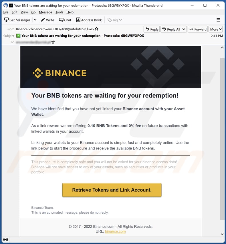 Binance Email Scam - Removal and recovery steps (updated)