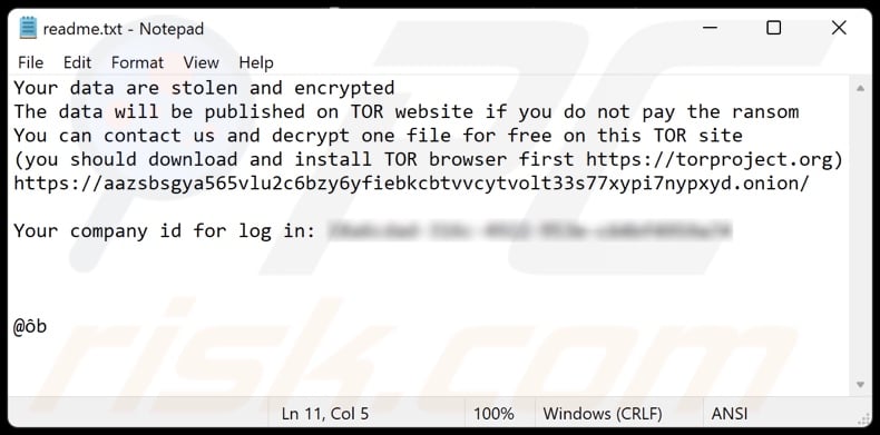Black Basta ransomware ransom-demanding message (readme.txt)
