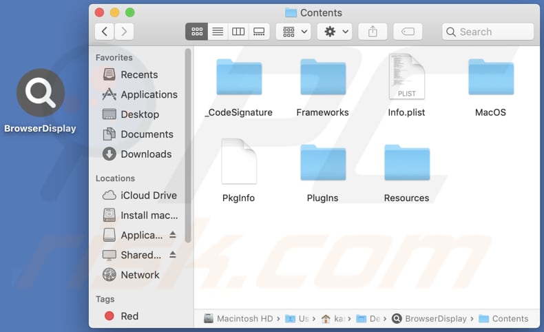 browserdisplay adware contents folder