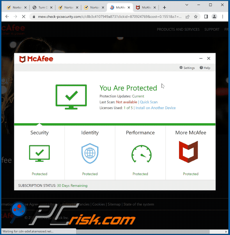 check-pcsecurity[.]com website appearance (GIF)