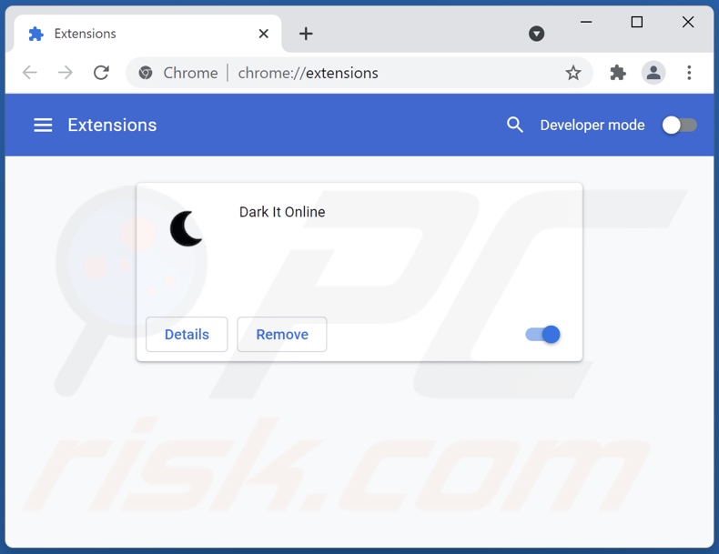 Removing Dark It Online ads from Google Chrome step 2