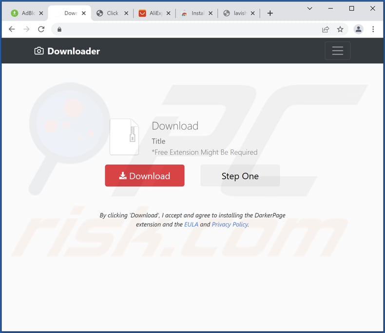 dark-view adware deceptive download website