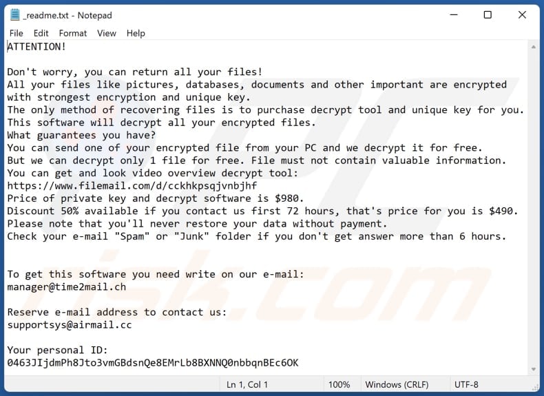 Dewd ransomware text file (_readme.txt)