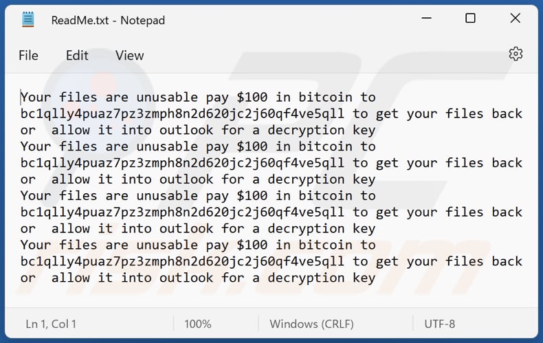 GonnaCope ransomware text file (ReadMe.txt)