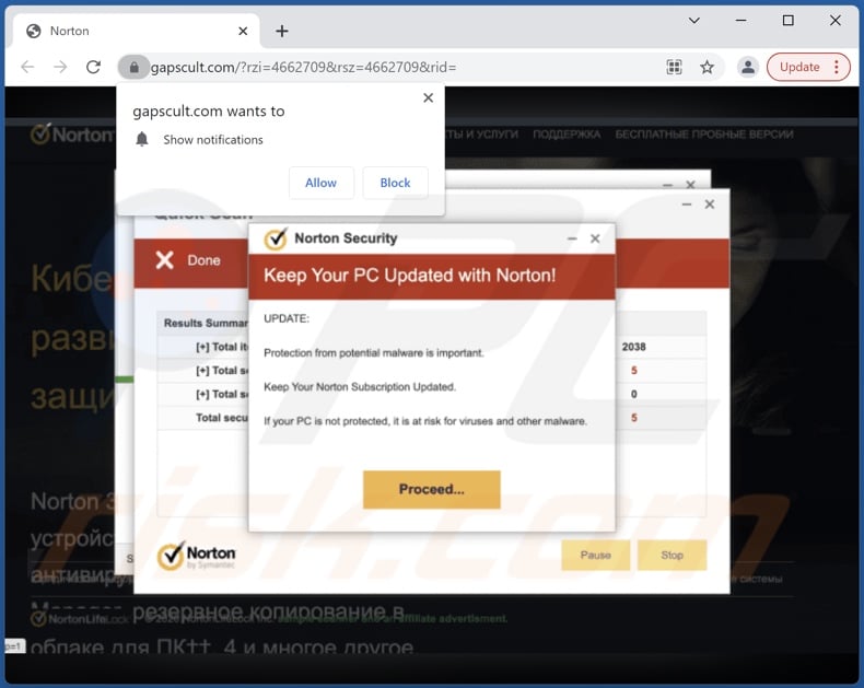 Keep Your PC Updated With Norton! scam