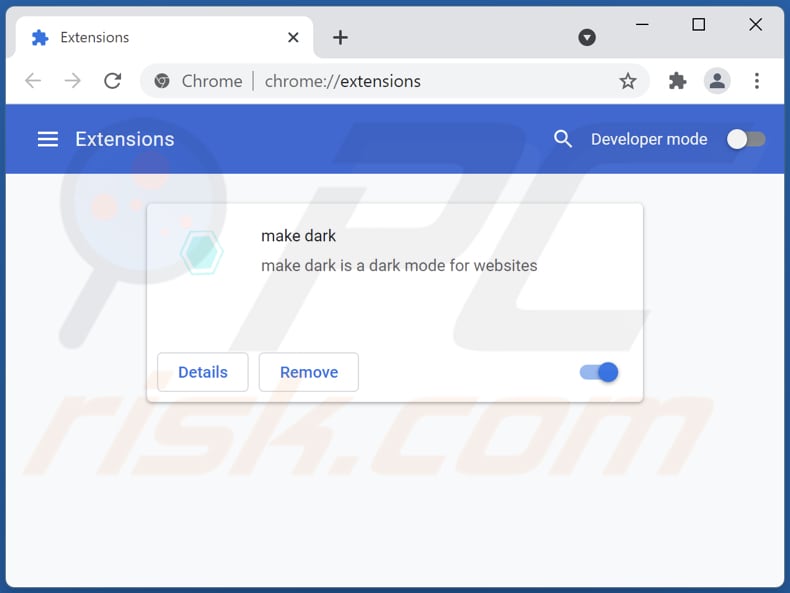 Removing make dark adware from Google Chrome step 2