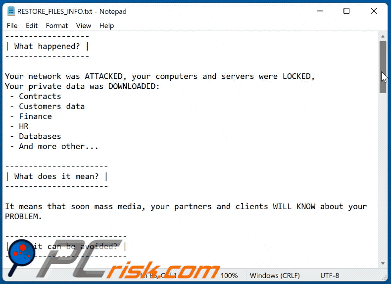 MATILAN ransomware ransom note RESTORE_FILES_INFO.txt gif