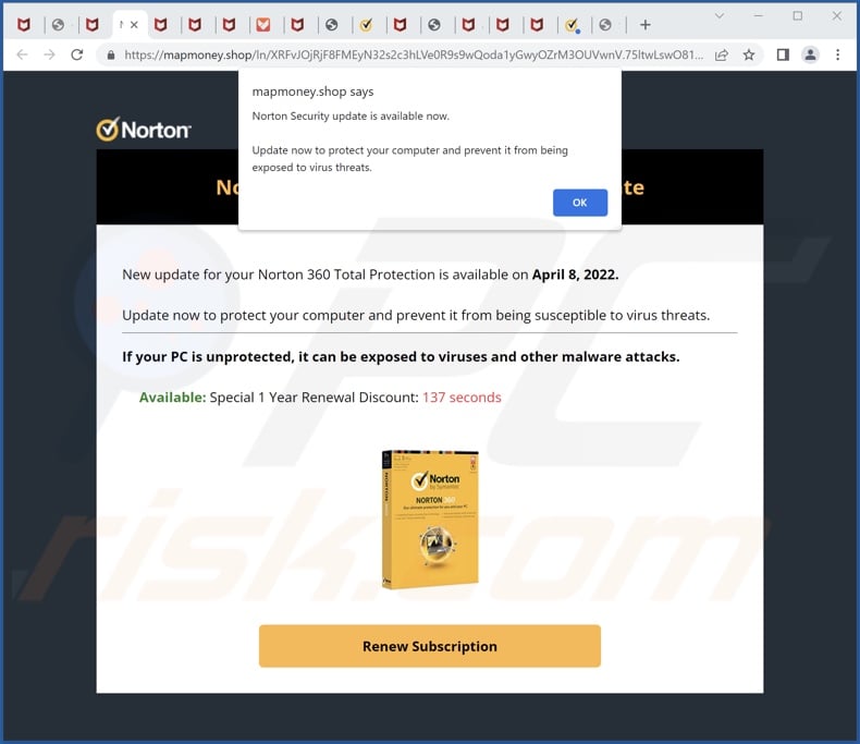 Norton Security Update Is Available Now scam
