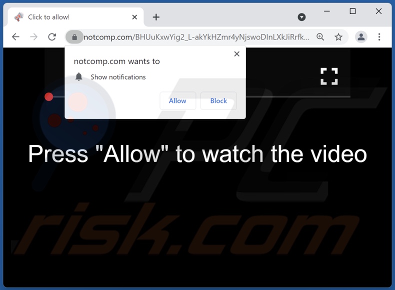 notcomp[.]com pop-up redirects